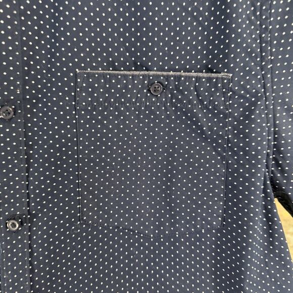 Denim And Flower Ricky Singh Men’s‎ Casual Shirt Navy White Polls Dot XL - Picture 3 of 9